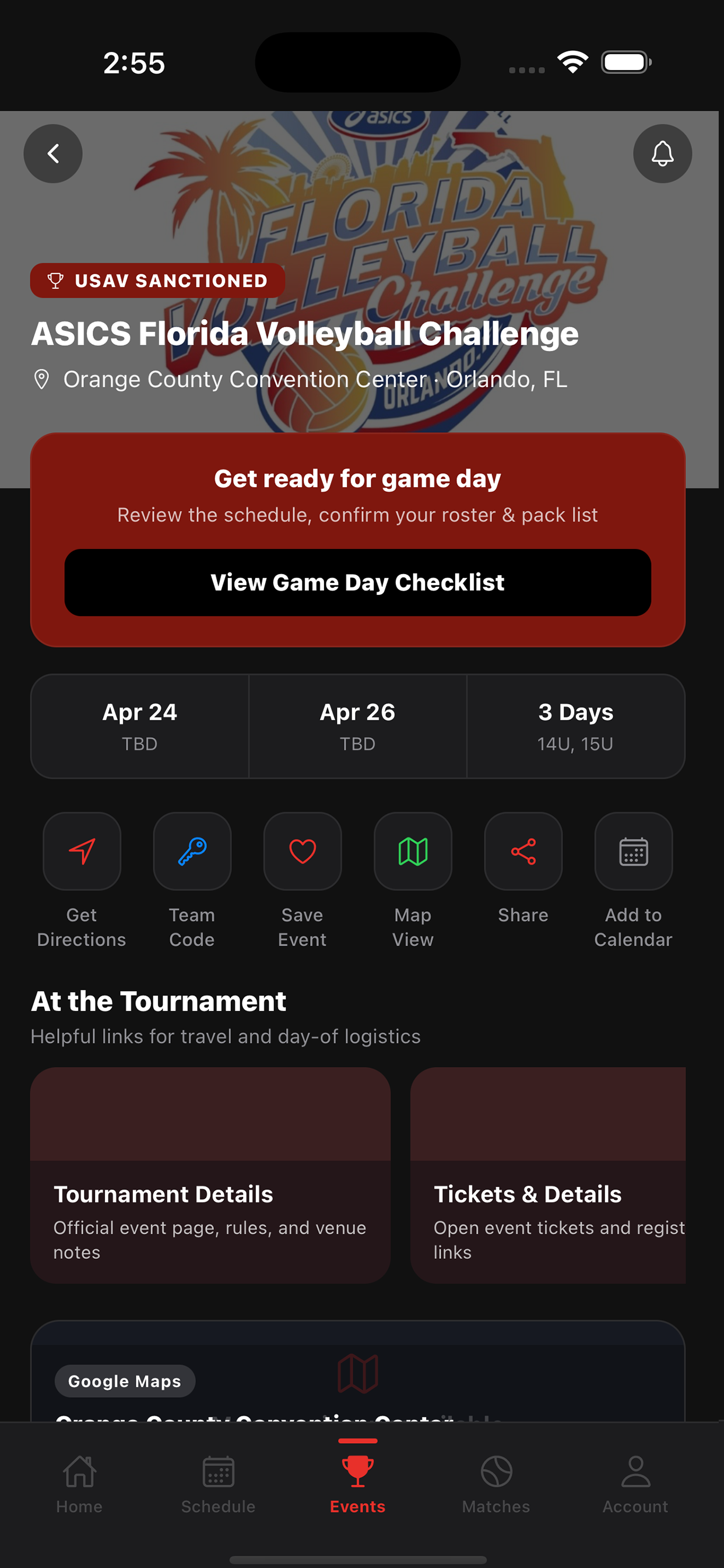 Athrix event readiness screen