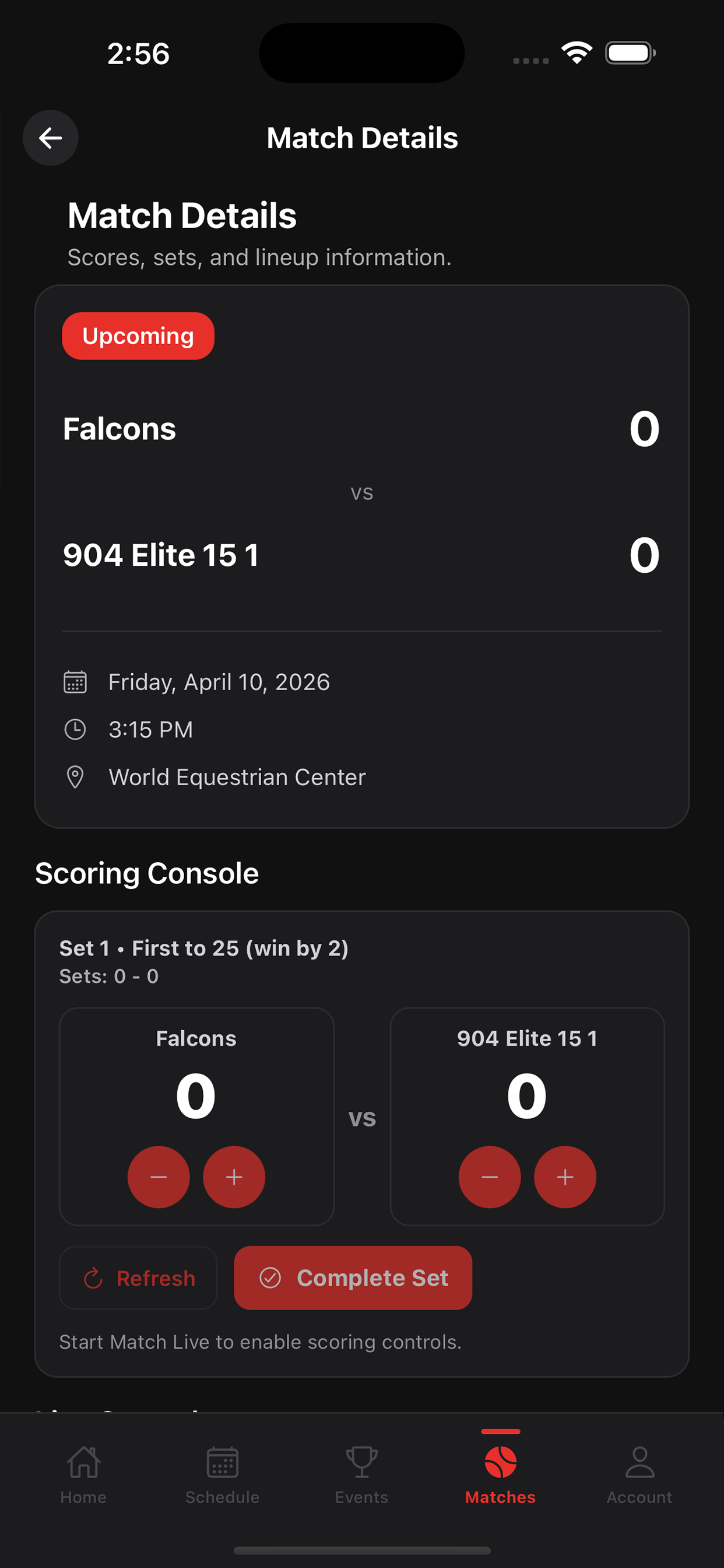 Athrix match details screen